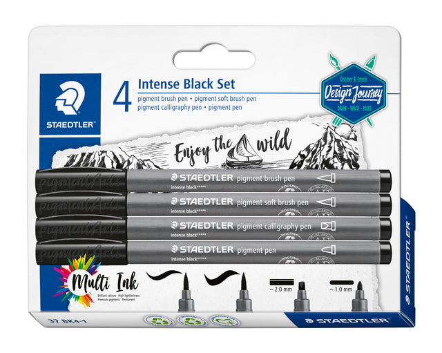 Staedtler - Brushpen PigmentArts Intense black Set mit 4 Schreibbreiten