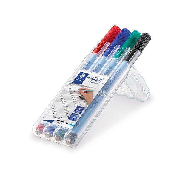 Staedtler -  Viltstift Lumocolor 305 non permanent correctable M set à 4 stuks