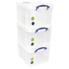 Realmente Útil - Caja de almacenamiento 35 litros paquete de 3 cajas 480x390x310mm blanco transparente