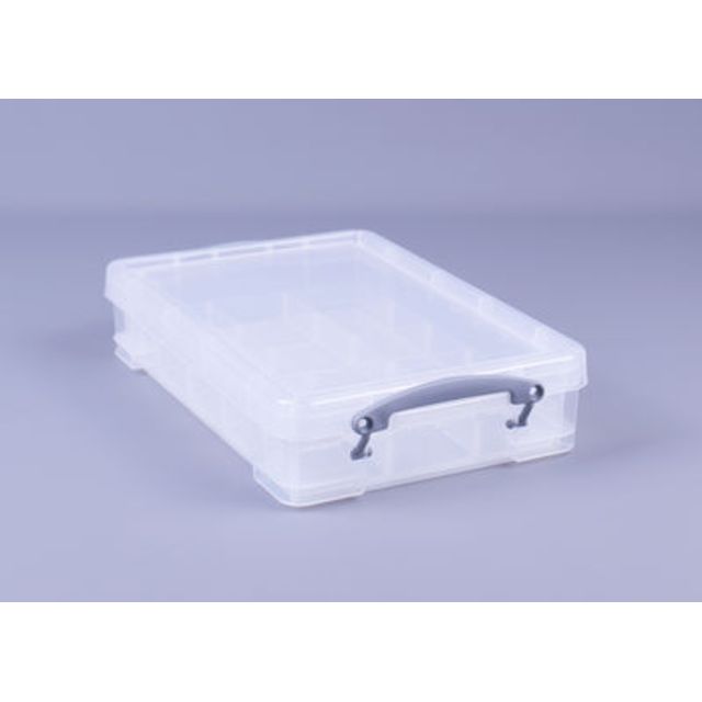 Really Useful Box - Boîte de rangement 4 litres avec séparateur de compartiment 395x255x88mm blanc transparent