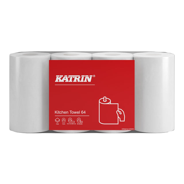 Katrin - Kitchen roll 2-layer 64 sheets white 87075 | 8 pieces