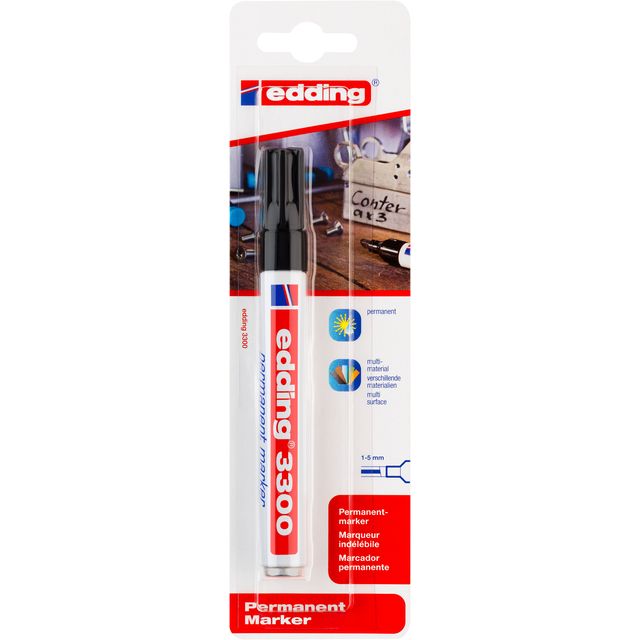 Edding -  Viltstift  3300 schuin 1-5mm blist1 zwart | 10 stuks