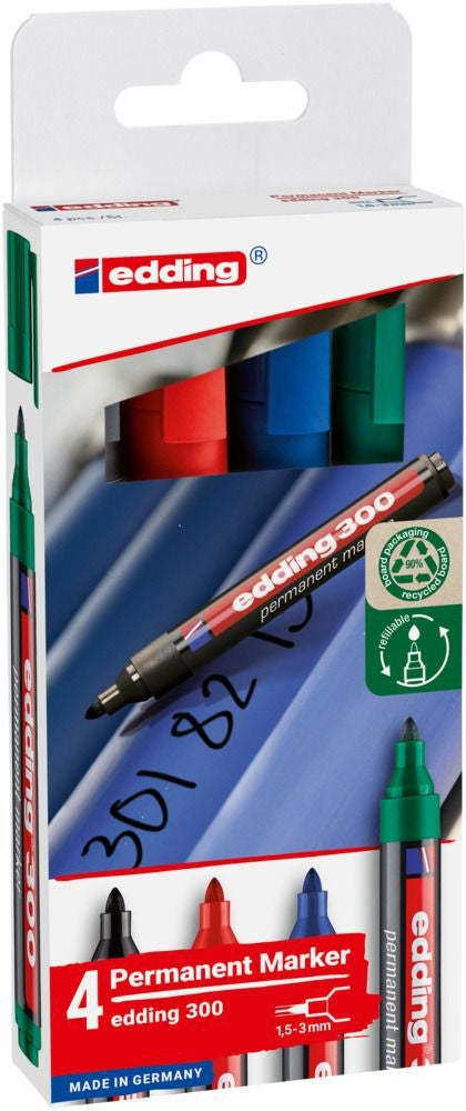 Edding - Pennarello 300 tondo 1,5-3mm 4pz assortiti