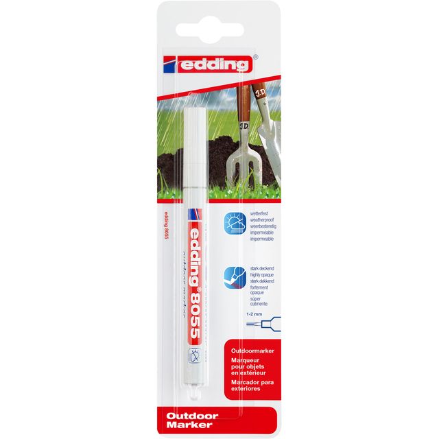 Edding -  Viltstift  8055 outdoor 1-2mm wit blister à 1 stuk