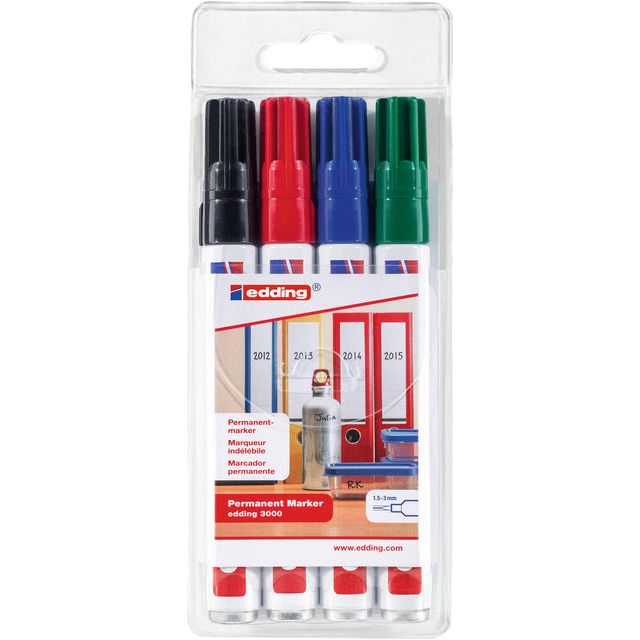 Edding - Felt -tip Edding 3000 créatif autour de 1,5 à 3 mm Ass | 10 pièces