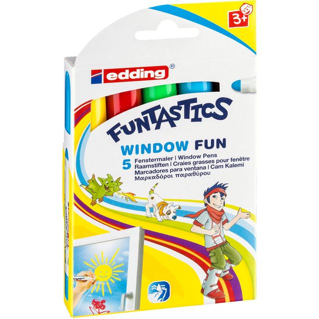 Edding - Chalkstift Edding 16-5 Funtastics Fenster Spaß 5x | 10 Stücke