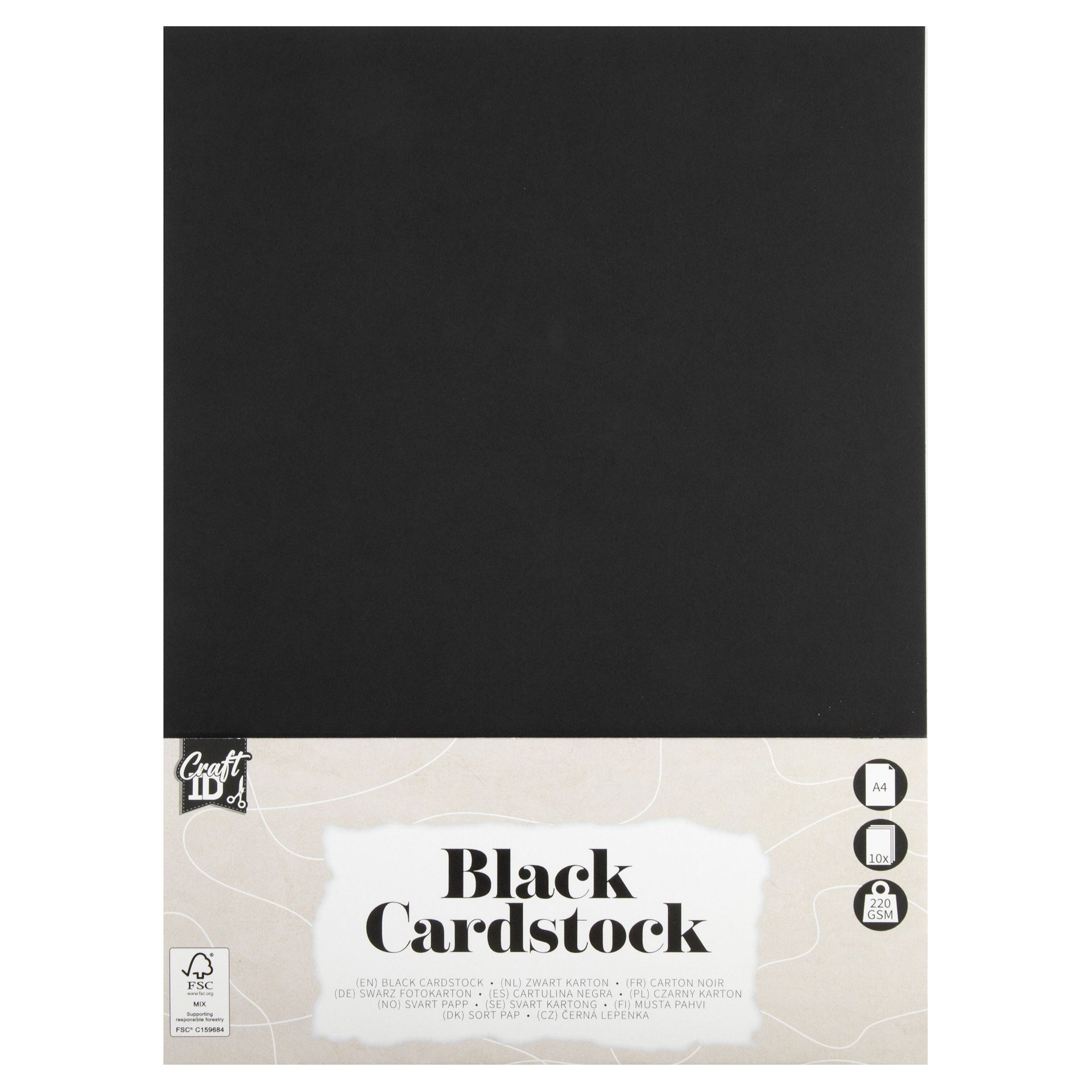 CraftID - Cartoncino hobby A4 220gr nero 10 fogli