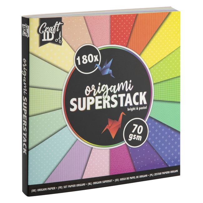 CraftID -  Origami  15x15cm 70gr 180 vel assorti kleuren | 8 stuks