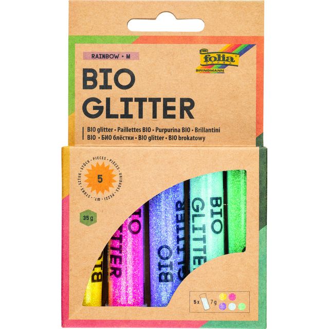 Folia Paper - Glitterpoeder bio folia rainbow 7gr 5 kleuren | 6 stuks