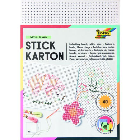 Folia Paper - Embroidery cards Folia 17.5 x x24.5cm 300gr 40 sheets white
