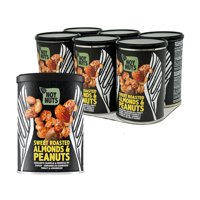 NoyNuts - Pinda's noynuts gesuik en gebrand amand blik 135gr | 6 stuks