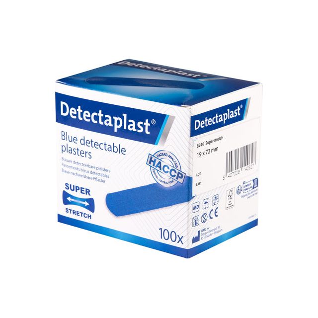 Detectaplast - Elastic textielpleister, ft 19 x 72 mm, pak van 100 stuks