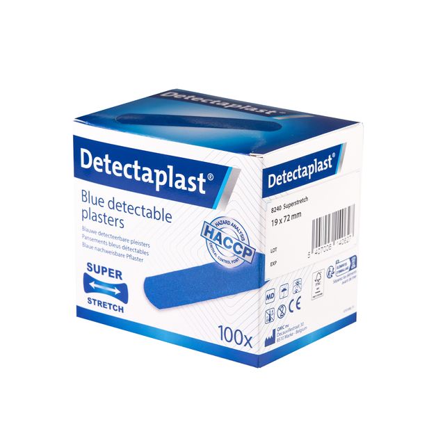 Detectaplast - Elastic blue textile plaster 19x72mm 100 pieces