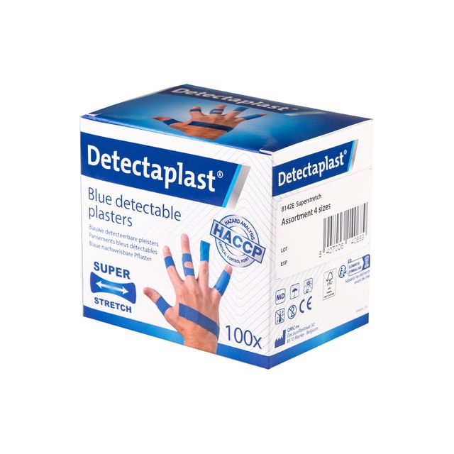 Detectaplast - Elastic textielpleister, assorti afmetingen, pak van 100 stuks