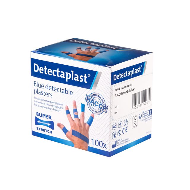 Detectaplast -  Elastische blauwe textielpleister assorti 100 stuks