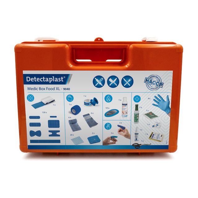 Détecta Load - Kit de premiers soins Medic Box Food XL, contenu HACCP jusqu'à 30 personnes