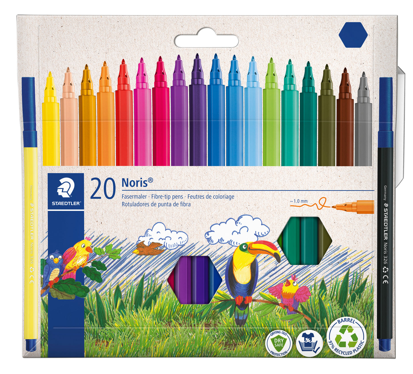 Staedtler - Farbmarker Noris 326 Kartonetui 20 Farben | 5 Stück