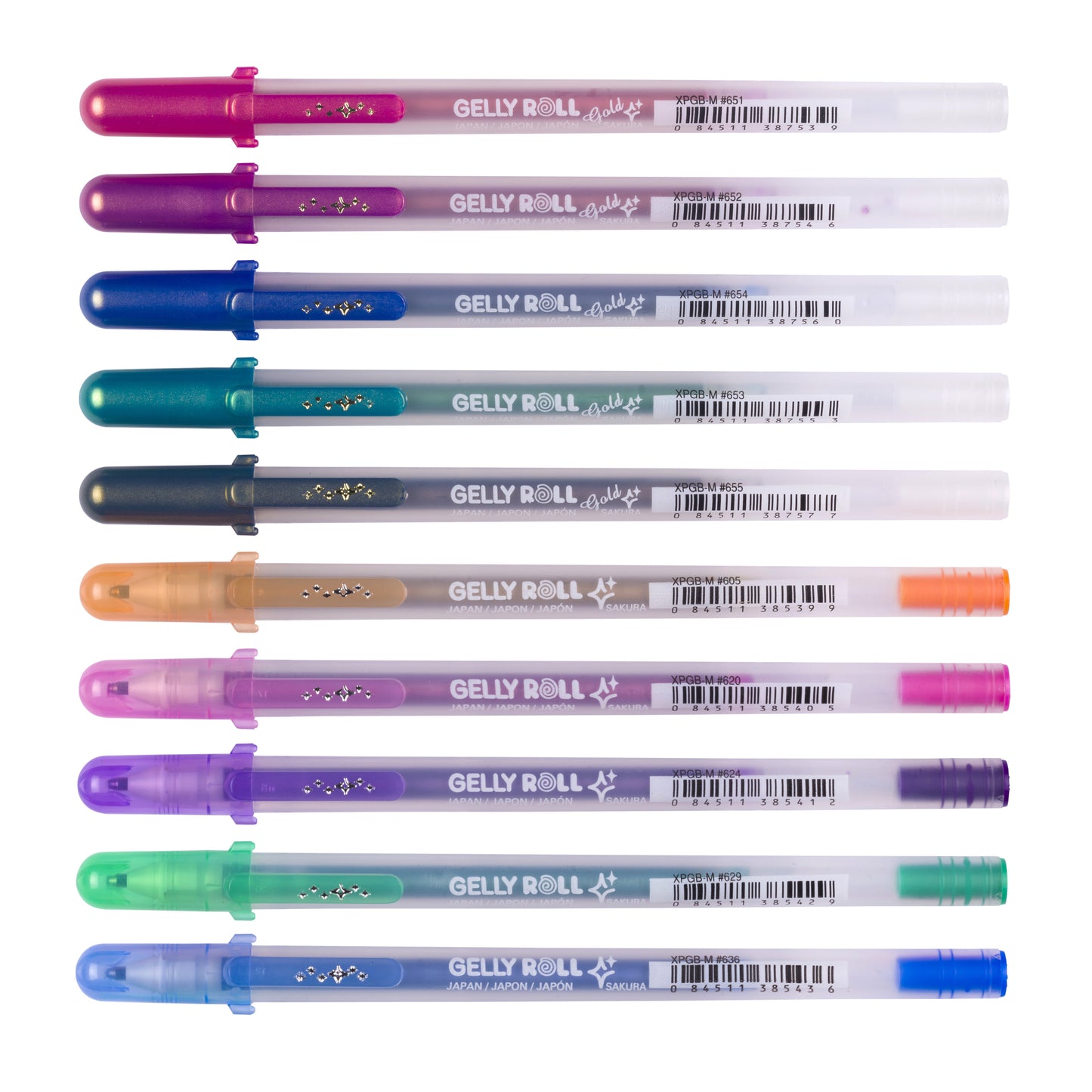 Sakura - Gel Writer Gelly Roll Gold Silver Shadow set di 10 colori | 6 pezzi