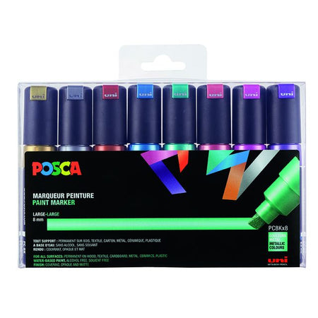 Posca -  Paintmarker uni  pc8k b schuin 8st metallic