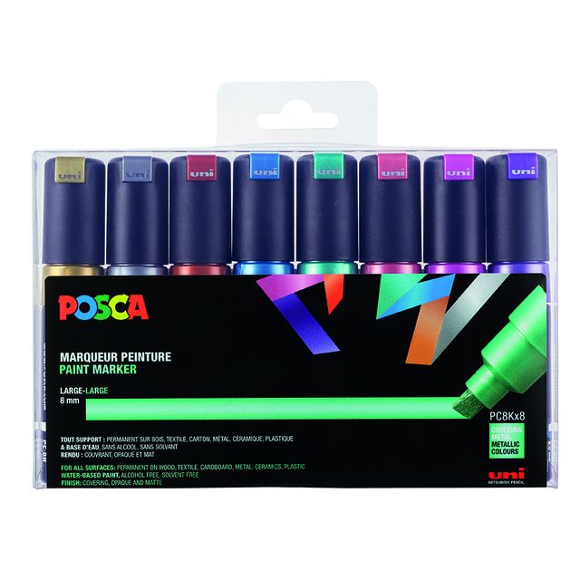 Posca -  Paintmarker uni  pc8k b schuin 8st metallic