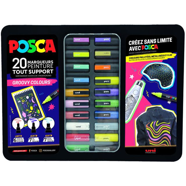 POSCA - POSCA GRUOVY COOLS Metal Suitcase 20st