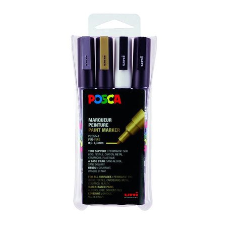 Posca - Paintmarker Uni PC fin assorti lot de 4 pièces