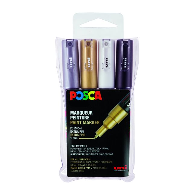 Posca -  Paintmarker Uni  PC1MC extra fijn assorti set à 4 stuks