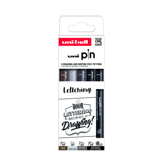 Uni-Ball - Fineliner Pin Musthave Handlettering-Set à 5 Stück sortiert