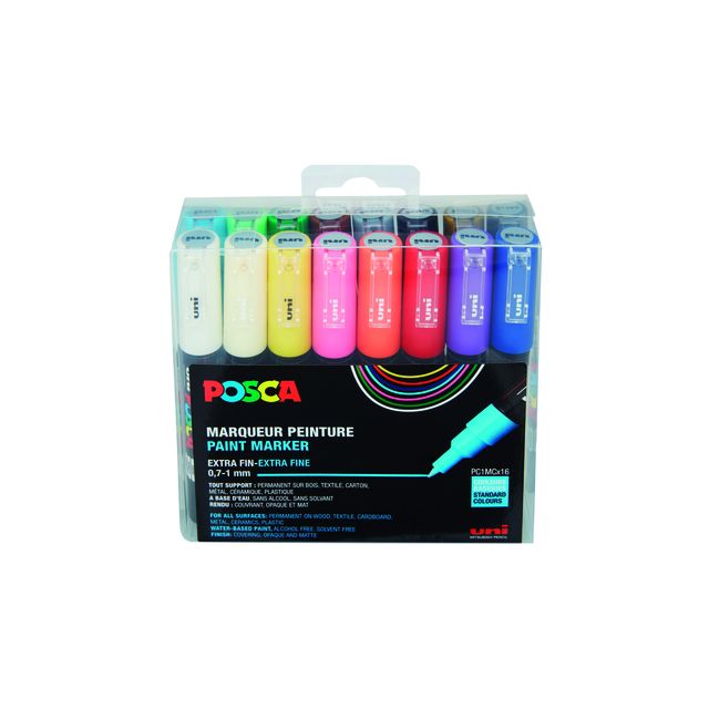 Posca - Paintmarker Uni PC1MC extra fine set assortito di 16 pezzi