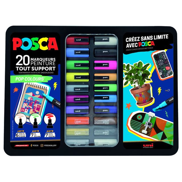 Posca - Verfstift posca pop colours metalen koffer 20st