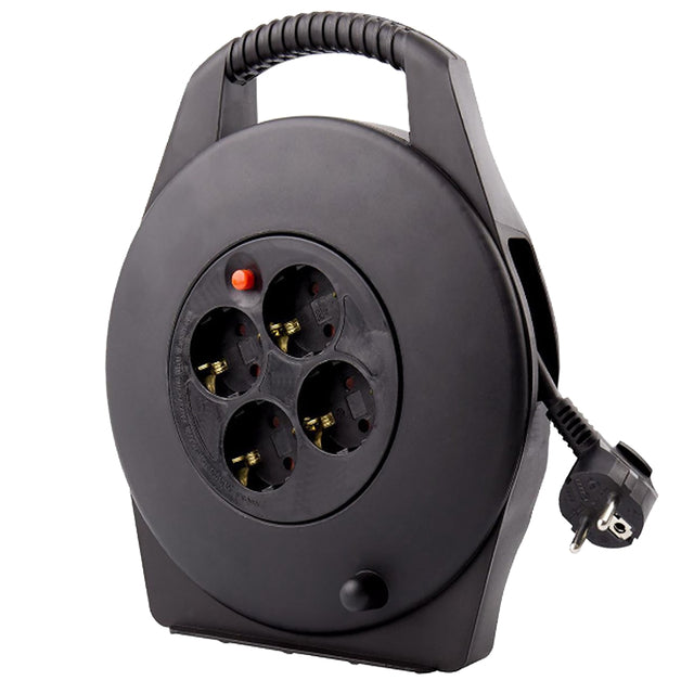 BRASQ - Enrollador de cable 4x 15 metros negro