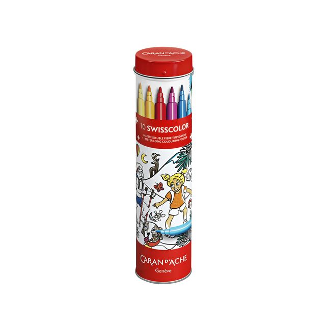 Caran d'ache - Rotulador Swisscolor con tubo póster de 10 colores