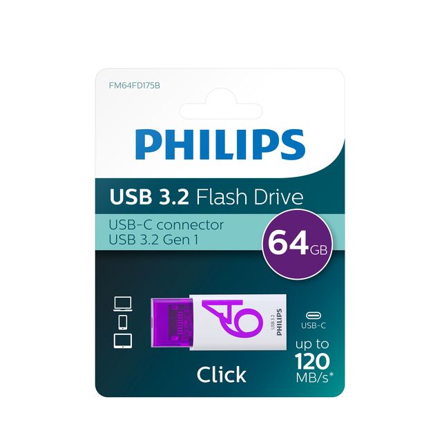 Philips - USB Stick Click USB-C 64GB Magic Purple