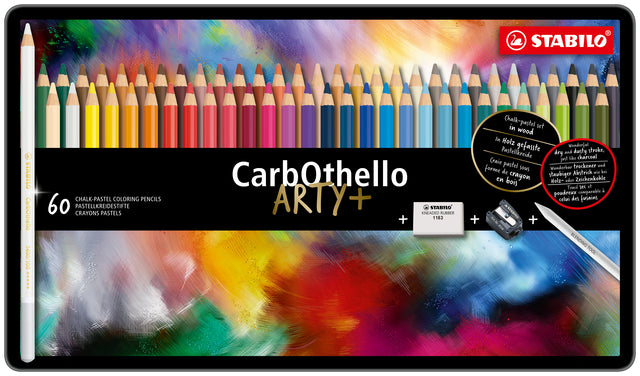 Stabilo -  CarbOthello, Kalkpastel Kleurpotlood, Verkrijgbaar In 60 Kleuren, Metalen Etui Met 60 Kleuren