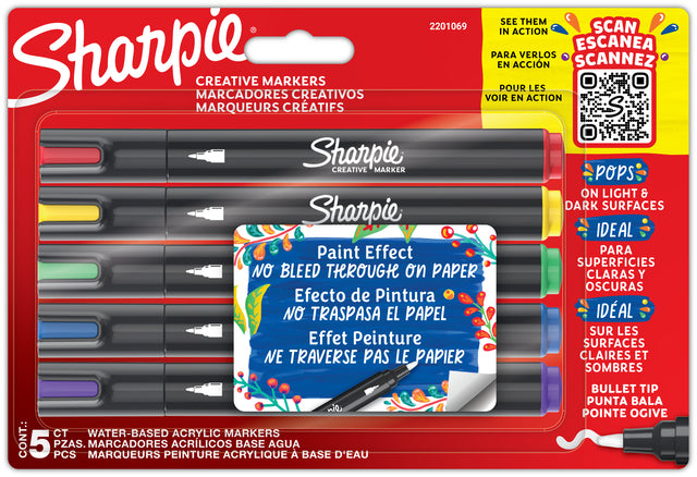 Sharpie - ie paintmarker, blister van 5 stuks, assorti