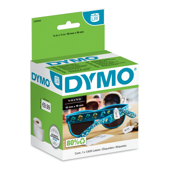 Dymo - etikketen LabelWriter ft 54 x 11 mm, juwelenprijslabels, wit, 1.500 etiketten