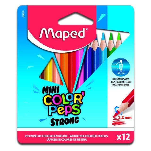 Maped - kleurpotlood Color'Peps Mini Strong, 12 potloden in een kartonnen etui