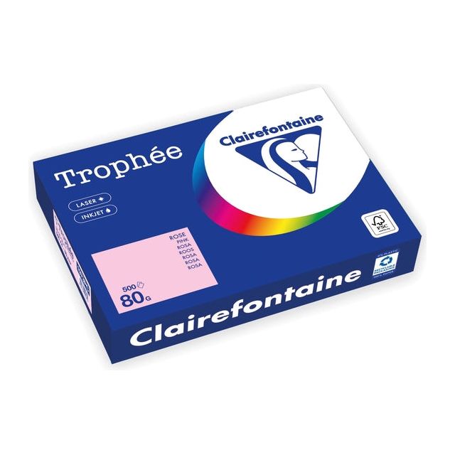 Clairefontaine - Trophée gekleurd papier, A4, 80 g, 500 vel, roze