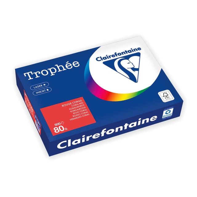 Trophee - Carta per fotocopie Trophée A4 80gr rosso corallo 500 fogli | 5 pezzi