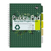 Pukka Pad - Bloc cahier de projets Ligne A4 recyclée 5 onglets 4 trous 200 pages 80gr vert