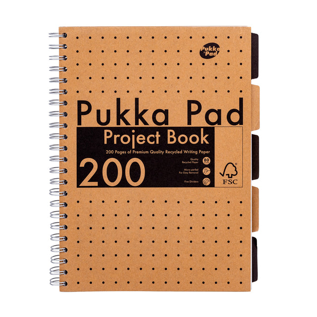 Pukka Pad - Libro de proyectos Pad Kraft A4 línea 5 pestañas 200 páginas 80gr