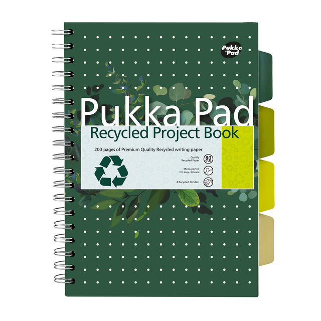 Pukka Pad -  Projectboek Pad Recycled B5 lijn 4-tabs 200 pagina's 80gr groen