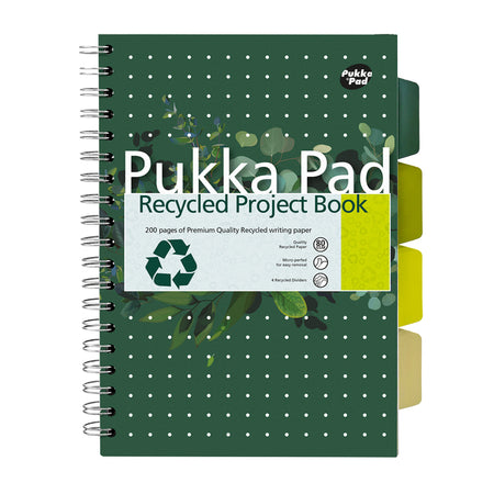 Pukka Pad - Blocco progetti Blocco riciclato linea B5 4 tab 200 pagine 80gr verde