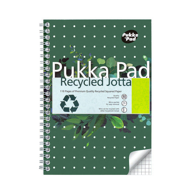 Pukka Pad -  Notitieboek Pad Jotta A5 ruit 5x5mm 110 pagina's 80gr groen