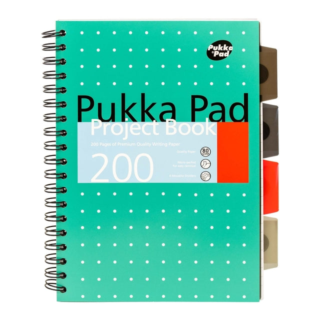 Pukka Pad - Project book Pad Metallic B5 line 4-tabs 200 pages 80gr green