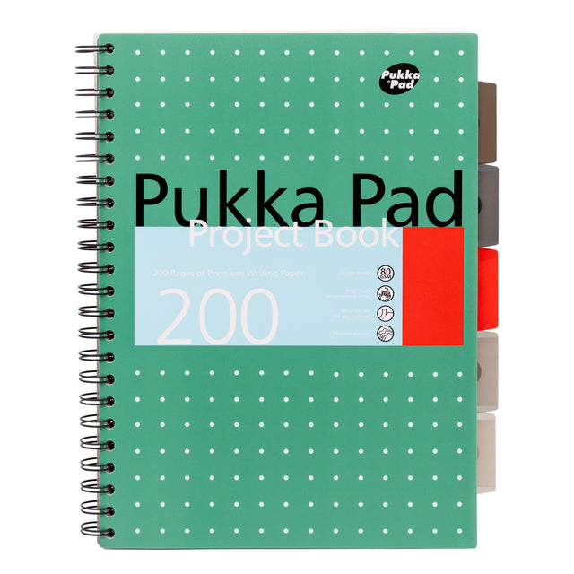 Pukka Pad -  Projectboek Pad Metallic A4 lijn 5-tabs 200 pagina's 80gr groen