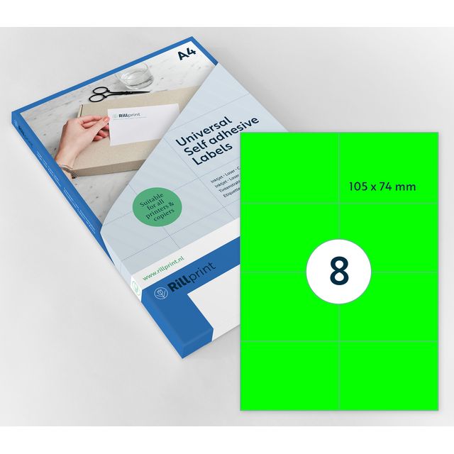 Rillprint - Etiquette 105x74mm vert fluo 800 étiquettes