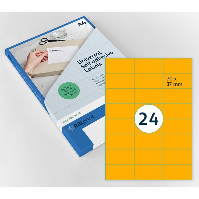Rillprint -  Etiket 70x37mm fluoror 2400 etiketten