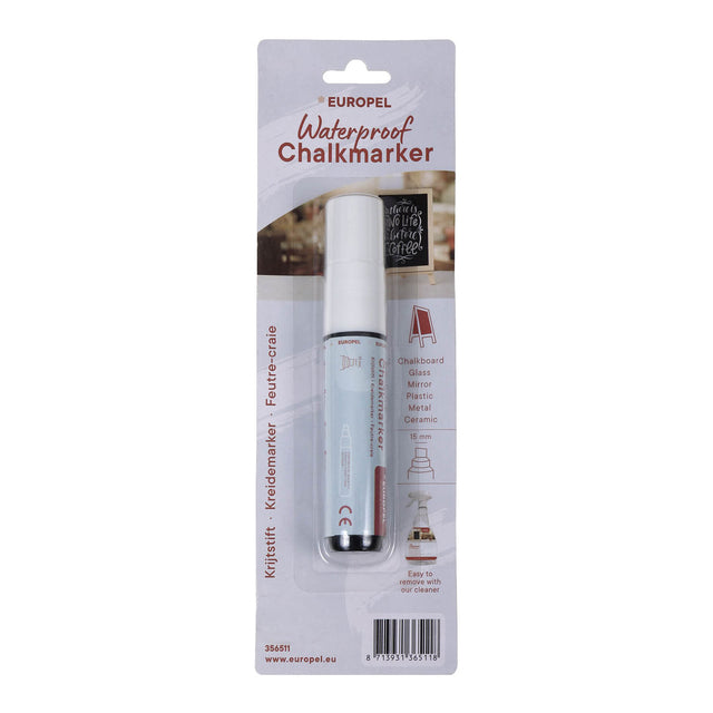 Europel - Marqueur à craie peel waterproof 15mm blanc blister 1 pièce