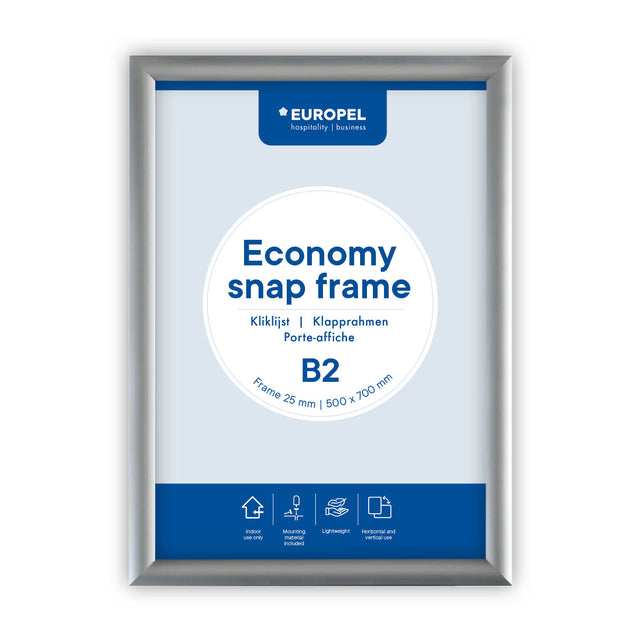 Europel - Cornice a scatto Economy B2 argento